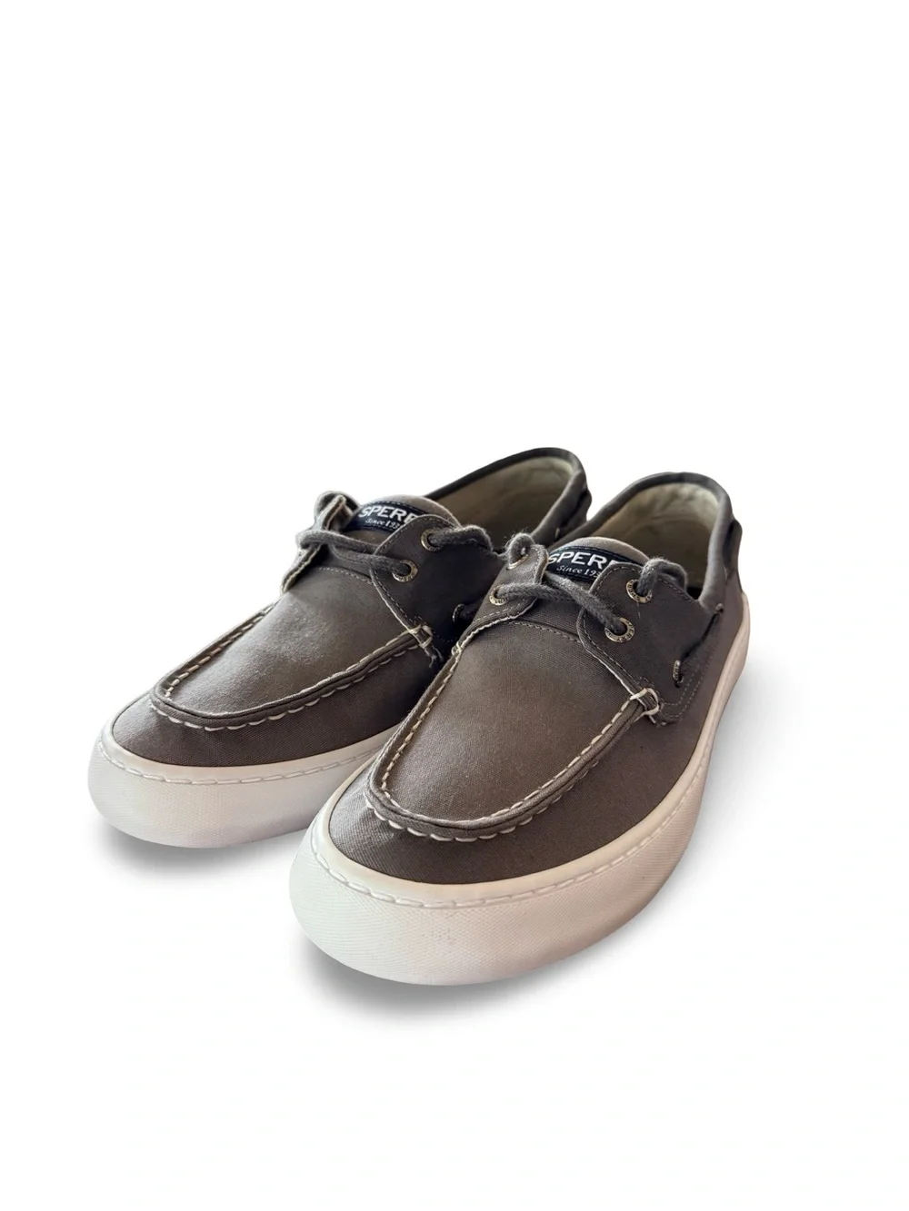 Brand New Sperry Men's Grey Canvas Boat Shoes Size 8.5